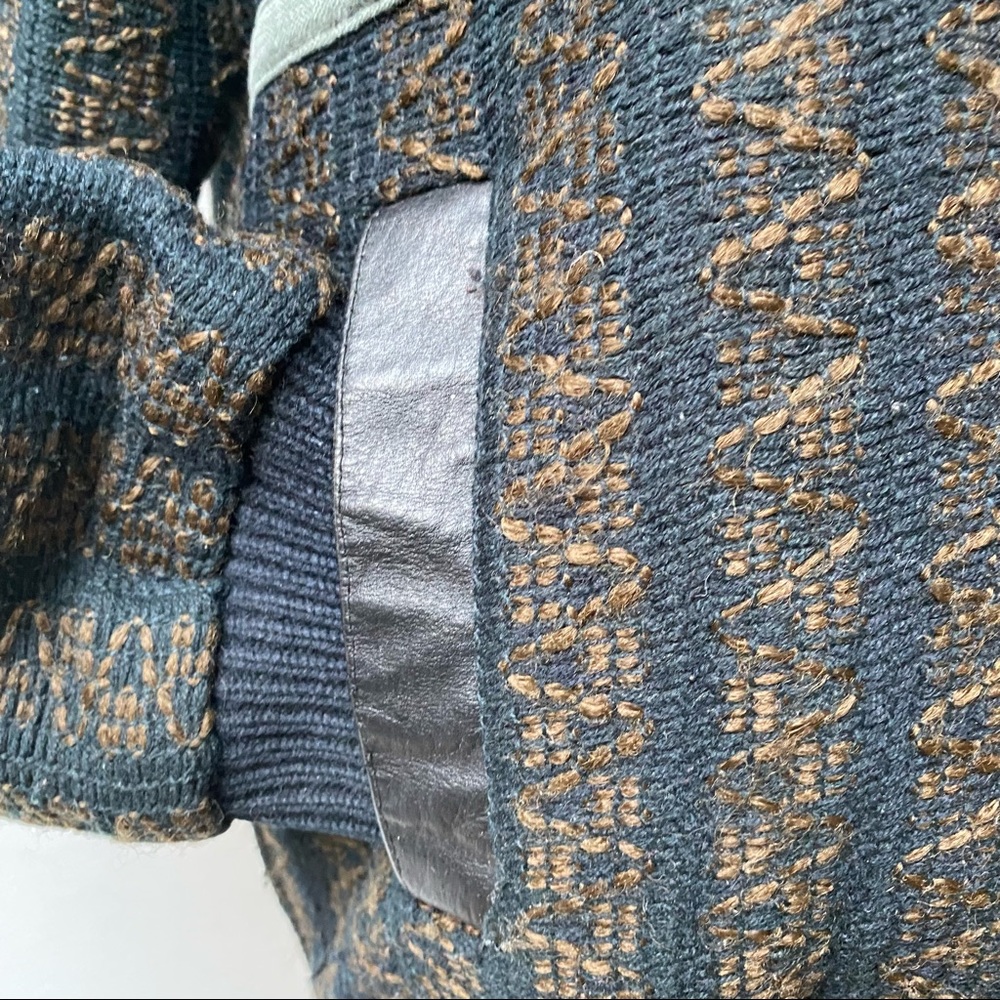 Vintage Thick Knit Sweater With Leather Trim - Picture 11 of 13